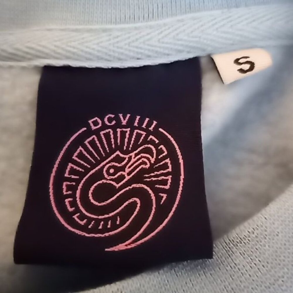 DCVIII Flamingos Palm Leaves Tropical Blue Sweatshirt Sz. Small - Picture 6 of 6